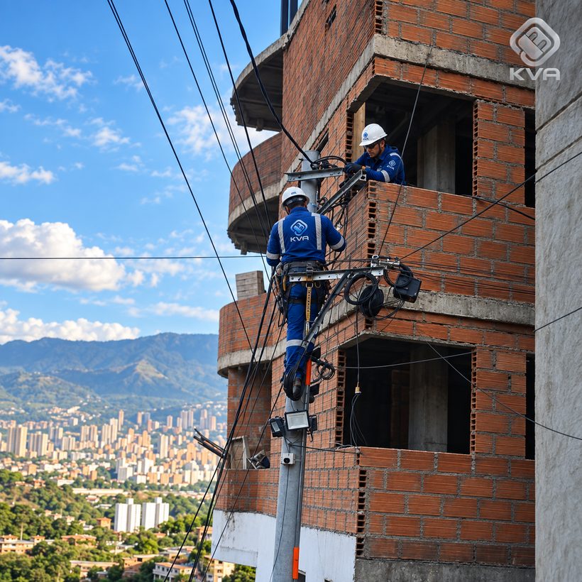 Instalación de red en edificio en construcción
