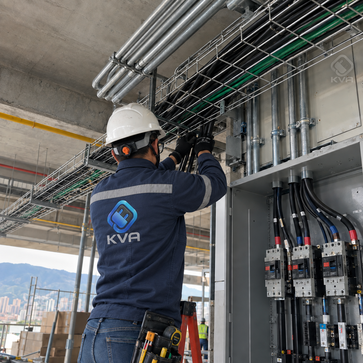 Técnicos de KVARETIE realizando montaje de tablero eléctrico